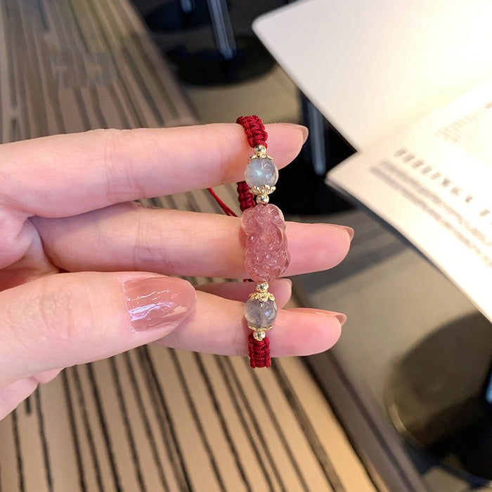 Wholesale Natural Crystal Bracelet Women's Red Hand Rope Weaving Gift