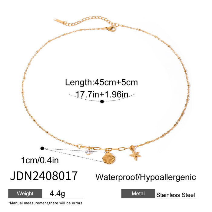 Wholesale Stainless Steel Zircon Starfish Pendant Necklace Clavicle Chain Titanium Steel Jewelry