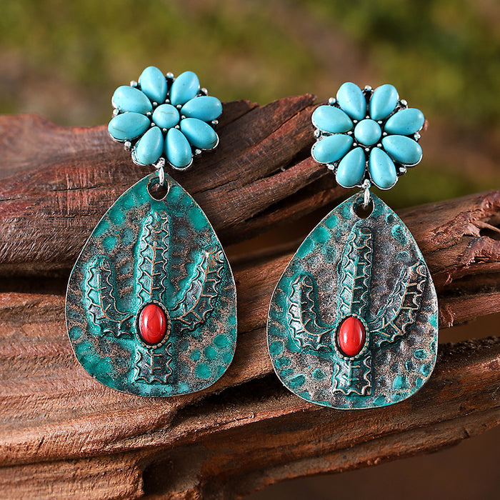 Wholesale Bohemian Natural Stone Flower Earrings JDC-ES-Jings004