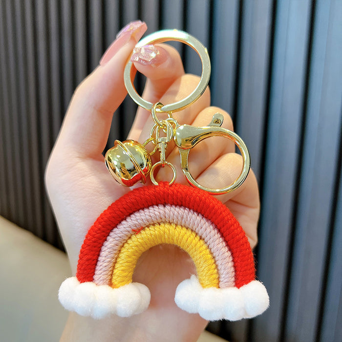 Wholesale Woven Cotton Thread Rainbow Cloud Keychain JDC-KC-WoA042