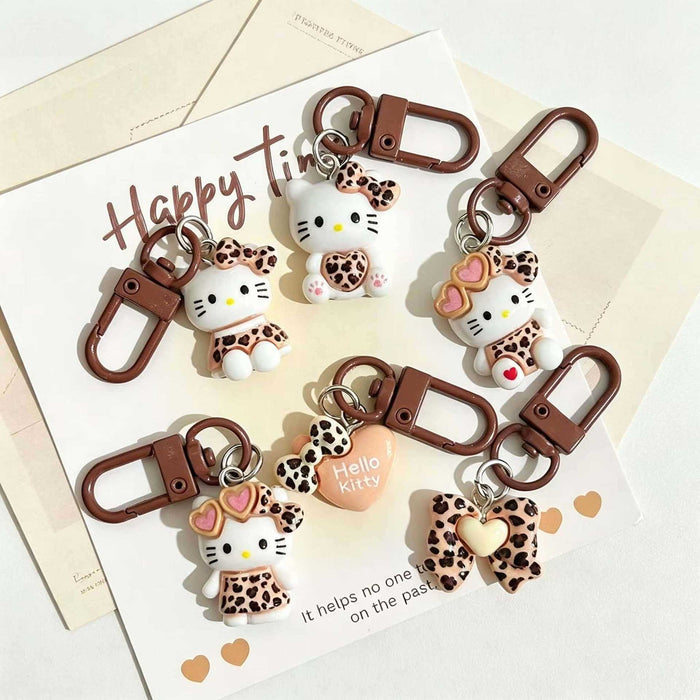 Wholesale Resin Cartoon Cat Keychain Bag Charm Cute Leopard Print Pendant For Girls Purse Backpack And Keys