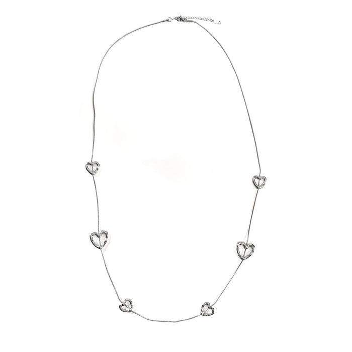 Wholesale Small niche design, fashionable long style, color preserving electroplated stainless steel heart necklace wholesale