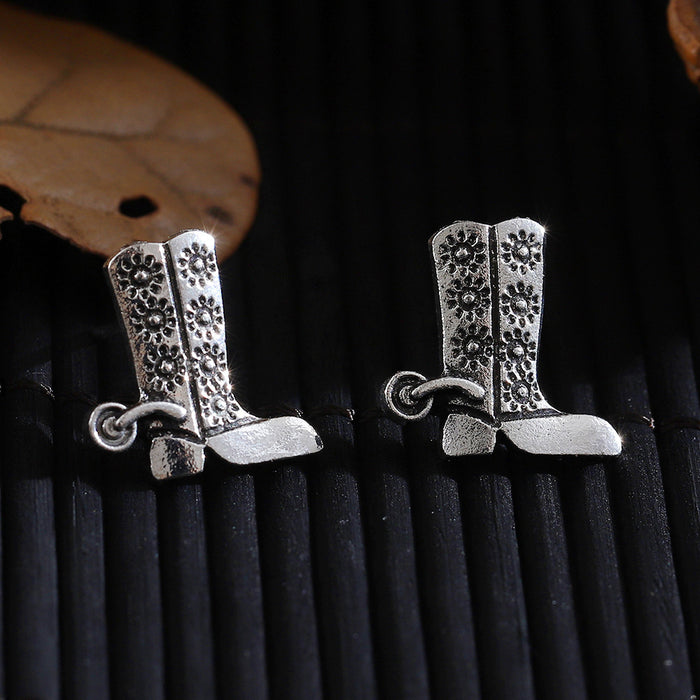 Wholesale Retro ethnic style cowboy earrings Creative design horseshoe bull head flower shoe and hat accessories