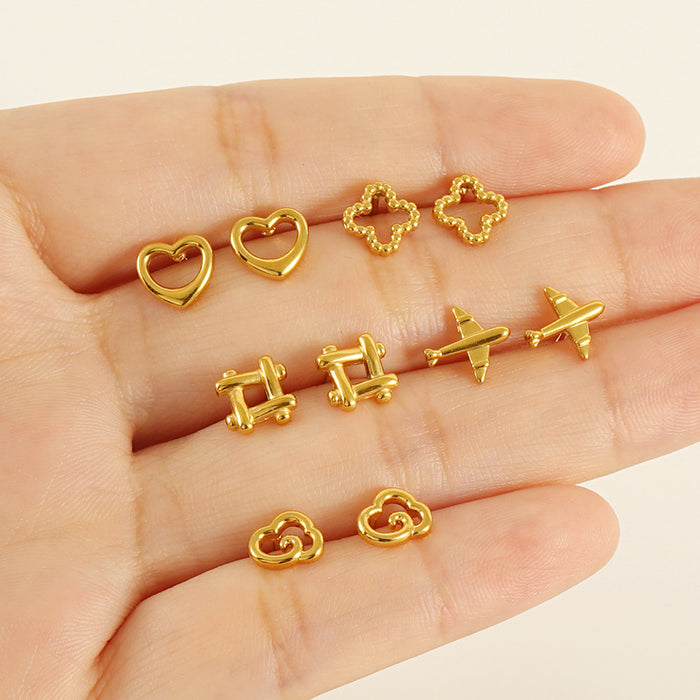 Wholesale Mini Heart-Shaped Irregular Titanium Steel Earrings