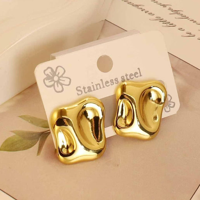 Wholesale Titanium steel geometric retro niche gold earrings