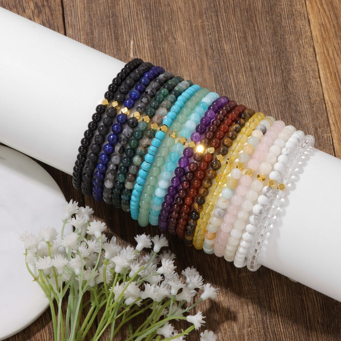 Wholesale 4mm stone bead bracelet with elastic cord