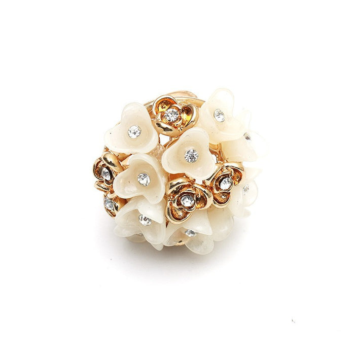 Wholesale fashion jewelry diamond-embedded small flower open ring