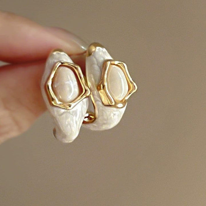 Wholesale Silver needle oil drop flower geometric earrings  summer new all-match earrings