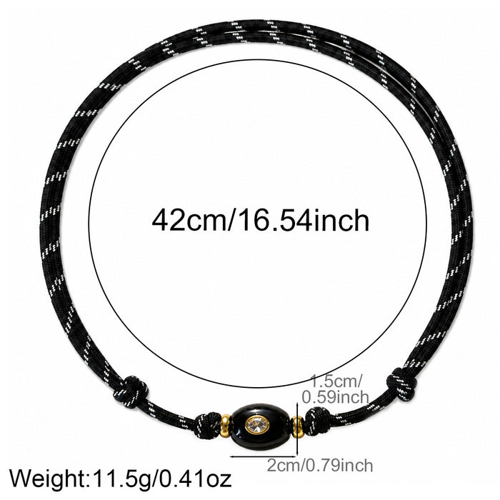 Wholesale Modern Geometric Natural Stone Pendant Necklace With Woven Rope And Adjustable Slip Knot For Women Casual Fashion Accessory