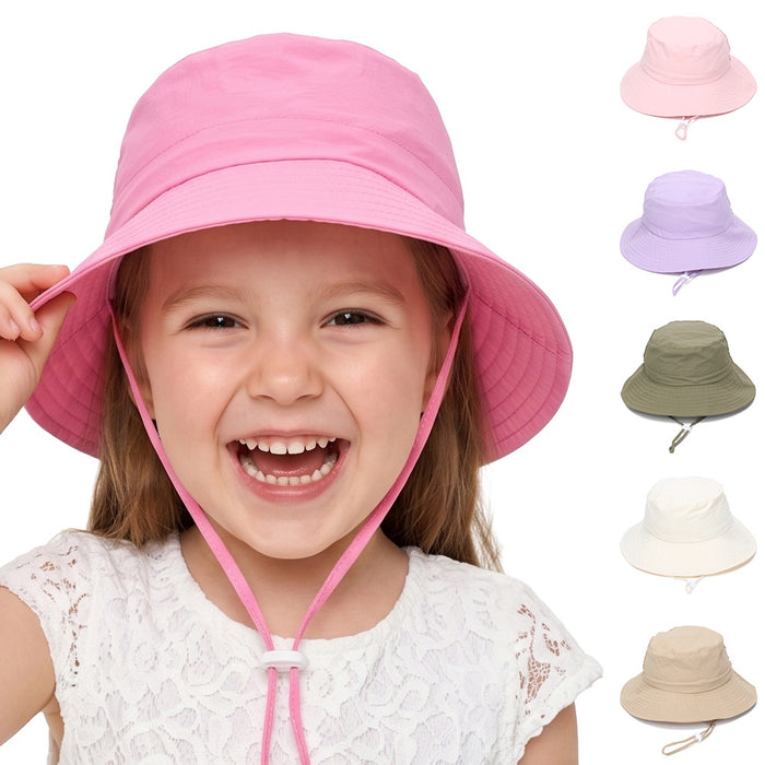 Wholesale Everyday Kids Bucket Hat Solid Light Pink Sun Protection Windproof for 2-6 Years Boutique Resale