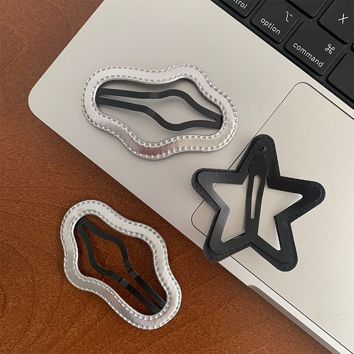 Wholesale Metal silver large star side clip simple hair clip basic versatile hair clip