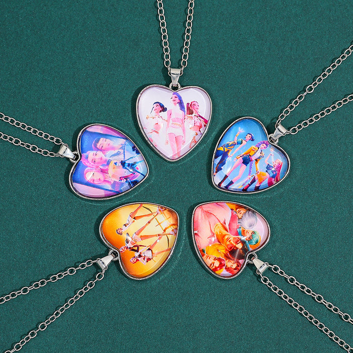 Wholesale Time Gem Heart Necklace with Colorful Heart Pendant