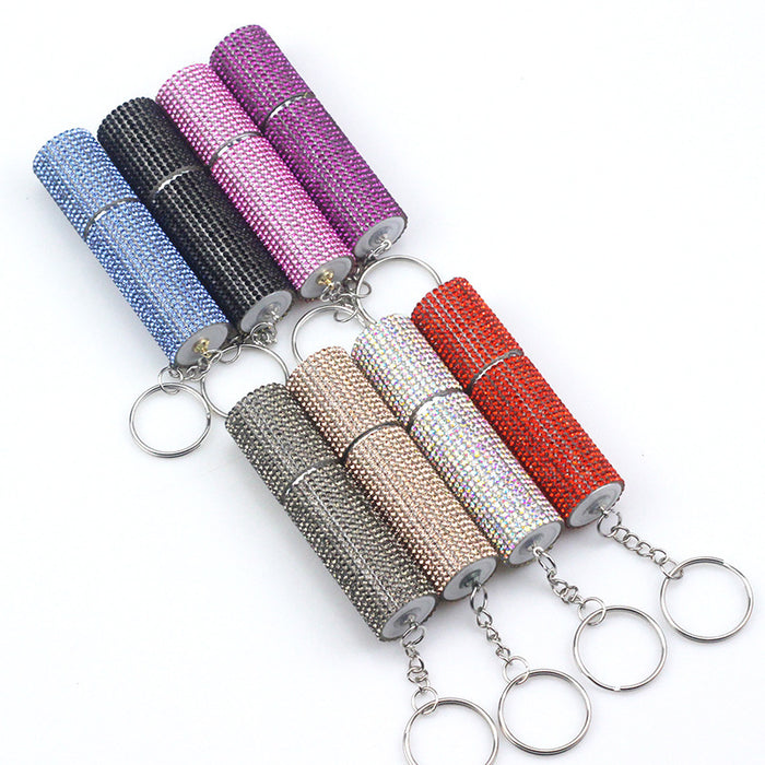 Wholesale 10ml Plastic Diamond-studded Perfume Bottle Keychain JDC-KC-TouMS024