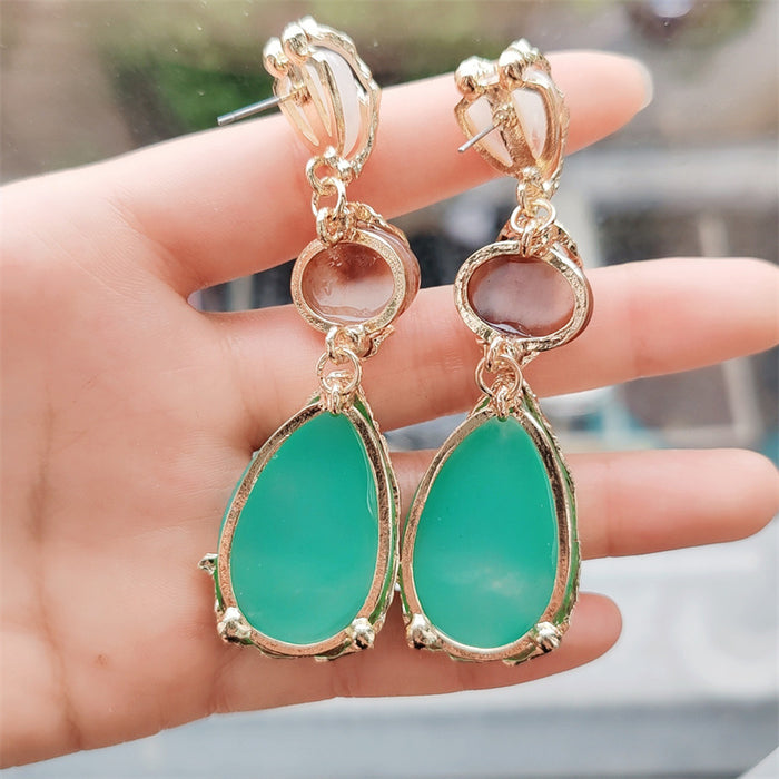 Wholesale Personalized and trendy multi-layer resin water droplet light luxury water droplet geometric exaggerated earrings