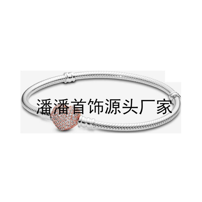 Wholesale Diamond Heart Silver Bracelet Beads JDC-BT-JYY006