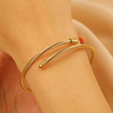 Wholesale Titanium steel wide-face spring open bracelet