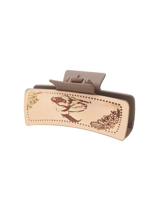 Wholesale Western Style Cactus Print Pattern Leather Hairpin Shark Clip Women' s Grab Clip