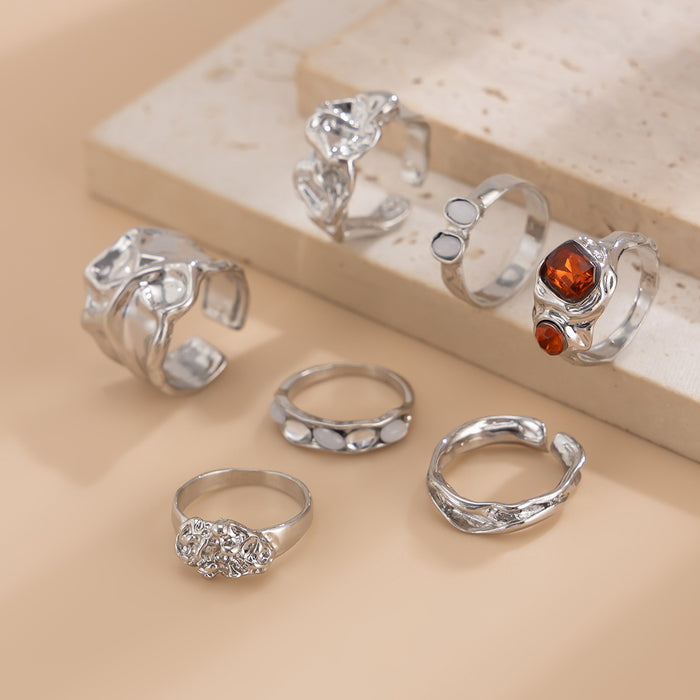 Wholesale jewelry high-end fashion joint ring suit alloy fold inlaid gem ring