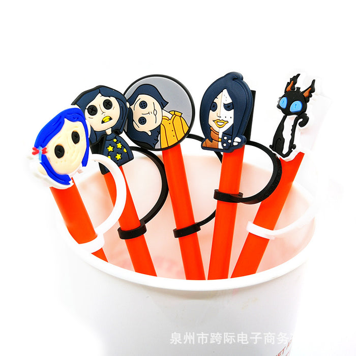 Wholesale Series Straw Cover Straw Cap Silicone Dust Stopper Cute Anime Party Straw Decoration