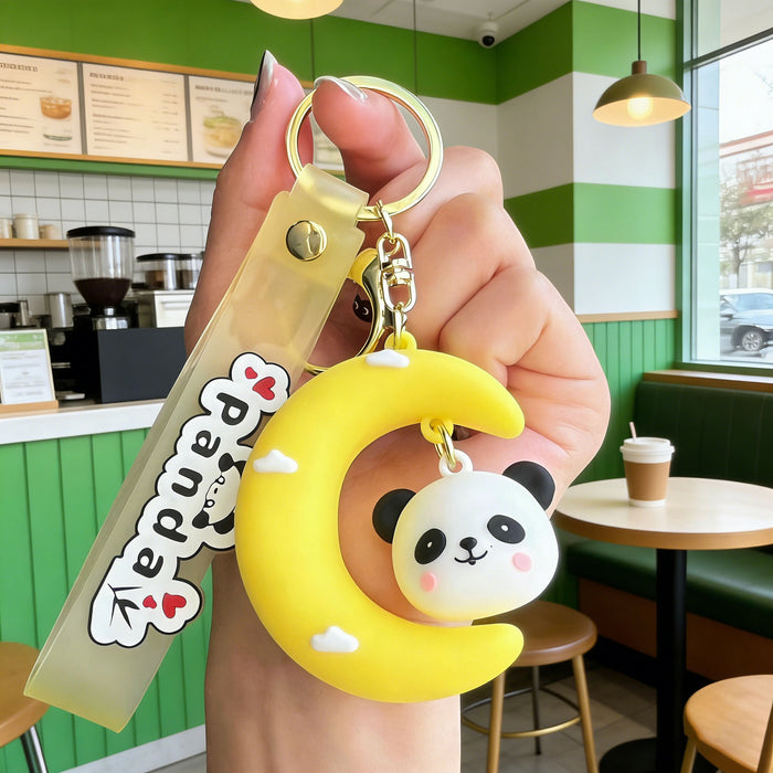 Wholesale Silicone PVC Panda Keychain Cute Red Panda Dressed for Car Key Bag Gift Decorative Accessory MOQ≥2