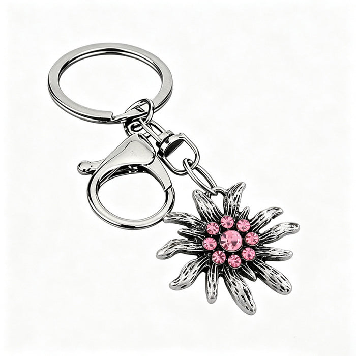 Wholesale Bavarian Edelweiss Alloy Keychain Charm Retro Bag Charm Car Key Accessory Chic Gift