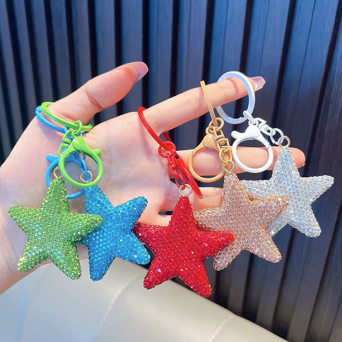 Wholesale Full Diamond Five-pointed Star Alloy Keychain JDC-KC-WoA030