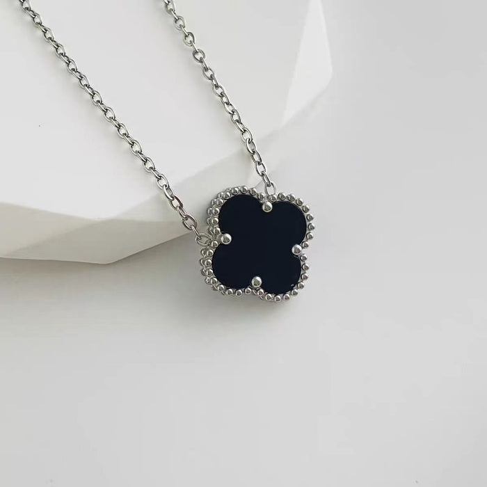 Wholesale Double sided golden clover necklace, light luxury titanium steel, non fading accessory, simple temperament, women's collarbone chain