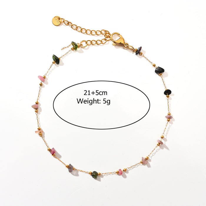 Wholesale Fashion classic stainless steel crushed stone ankle chain, colorful stone foot accessories wholesale