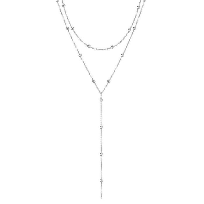 Wholesale Fashionable and simple necklace with versatile temperament, tassel round beads, multi-layer layered collarbone chain, chest chain, women's