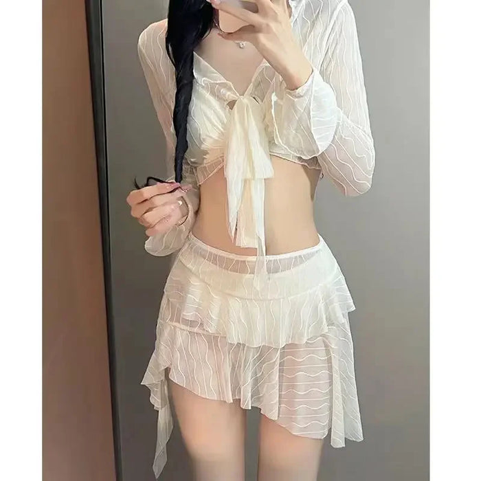 Wholesale New 4-piece swimsuit women's bikini vacation beach long sleeved hot spring feeling