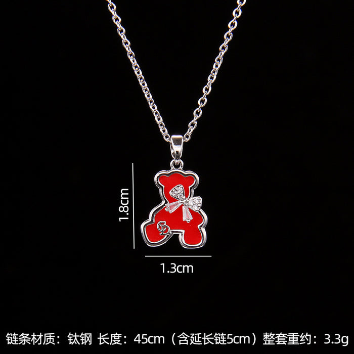 Wholesale fashion zircon love bear pendant small necklace