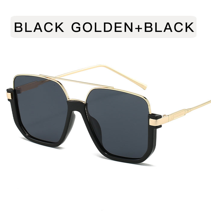 Wholesale Double Beam Half Frame Metal Sunglasses Women's  Anti-UV Sunglasses