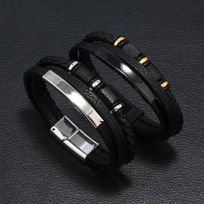 Wholesale Leather Braided Multi-layer Bracelet Fashionable and Simple JDC-BT-XH018