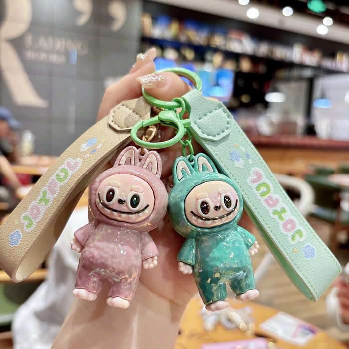 Wholesale Cartoon Keychain Pendant Cute PVC Leather Rope Silicone Doll Couple Bag Pendant Gift