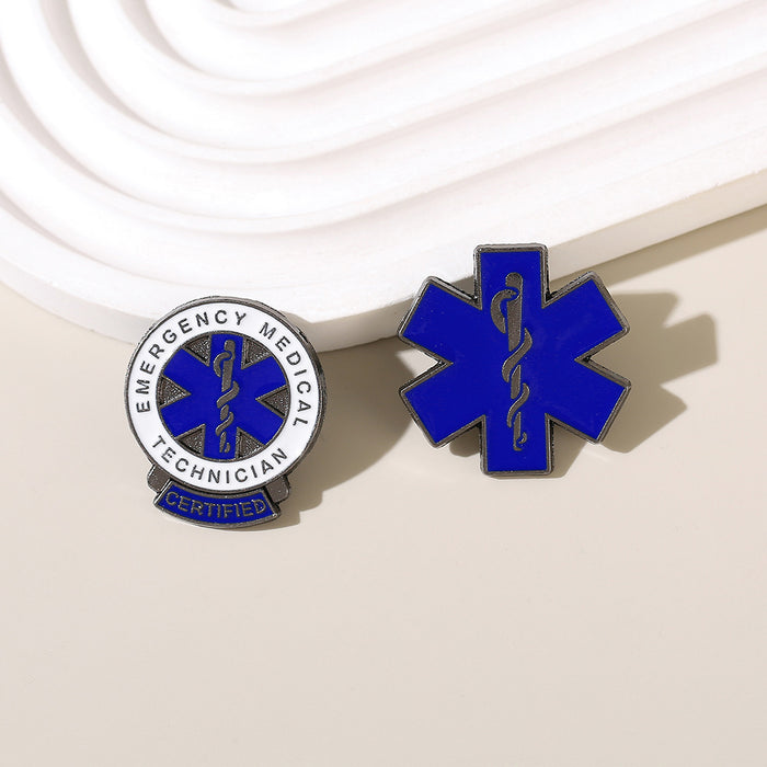 Wholesale Electroplated Metal Star Of Life Snake Brooch Medical Badge Gift For Nurse White Coat Fashion Accessory