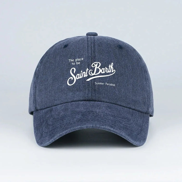 Wholesale Trendy Vacation Style Letter Print Washed Distressed Peaked Cap With Sun Protection