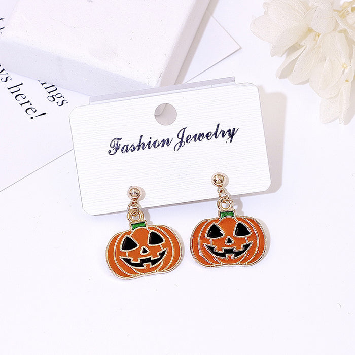 Wholesale Metal Electroplated  Earrings Pumpkin Ghost Pendant Fashion Jewelry Accessory for Women
