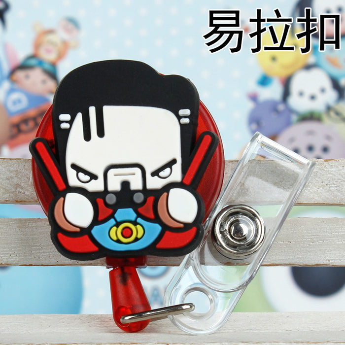 Wholesale Cartoon Badge Scroll Retractable Plastic Keychain JDC-KC-LuoKe002