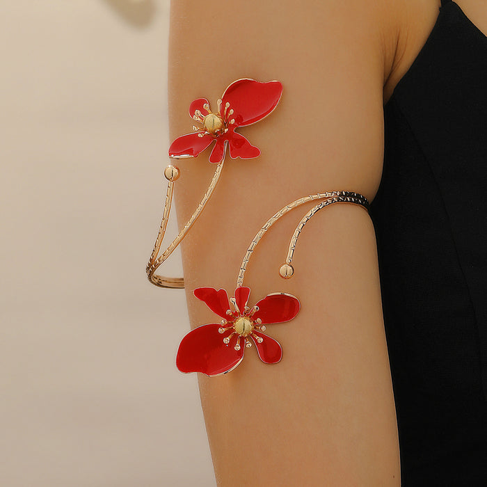 Wholesale Floral Open Cuff Bracelet Trendy Adjustable Arm Jewelry