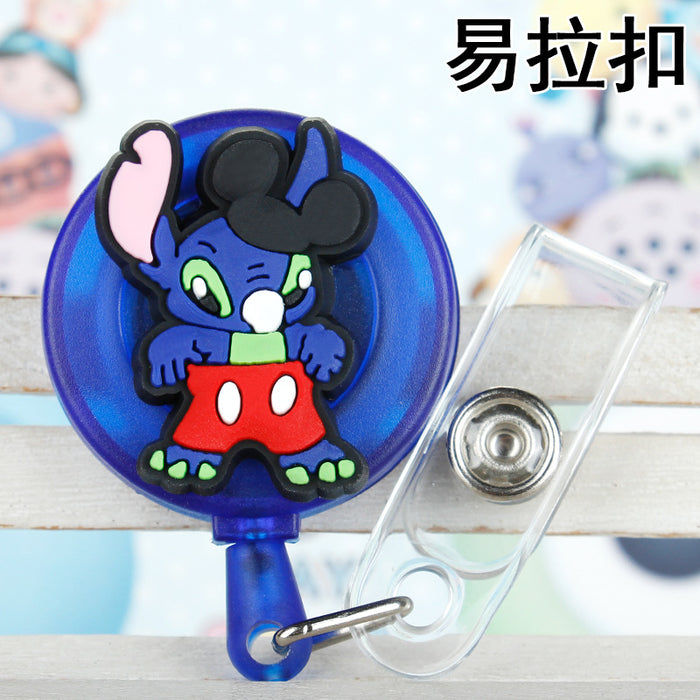 Wholesale Cartoon Badge Scroll Retractable Plastic Keychain JDC-KC-LuoKe007