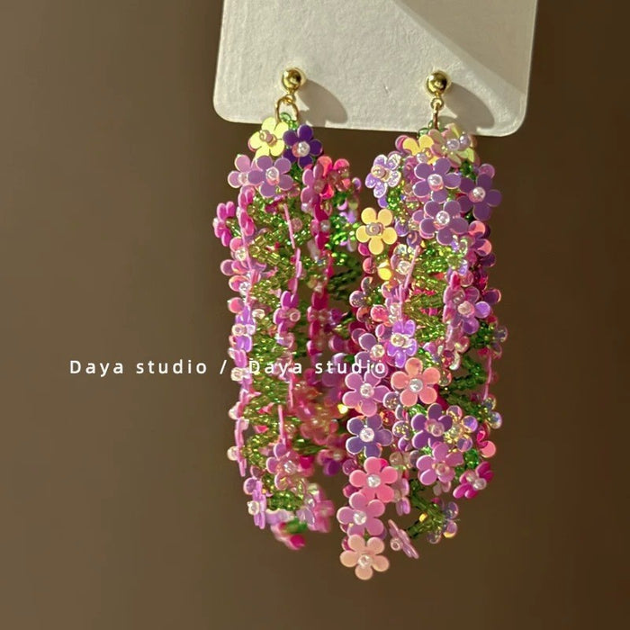 Wholesale Beaded flower tassel earrings with temperament earrings