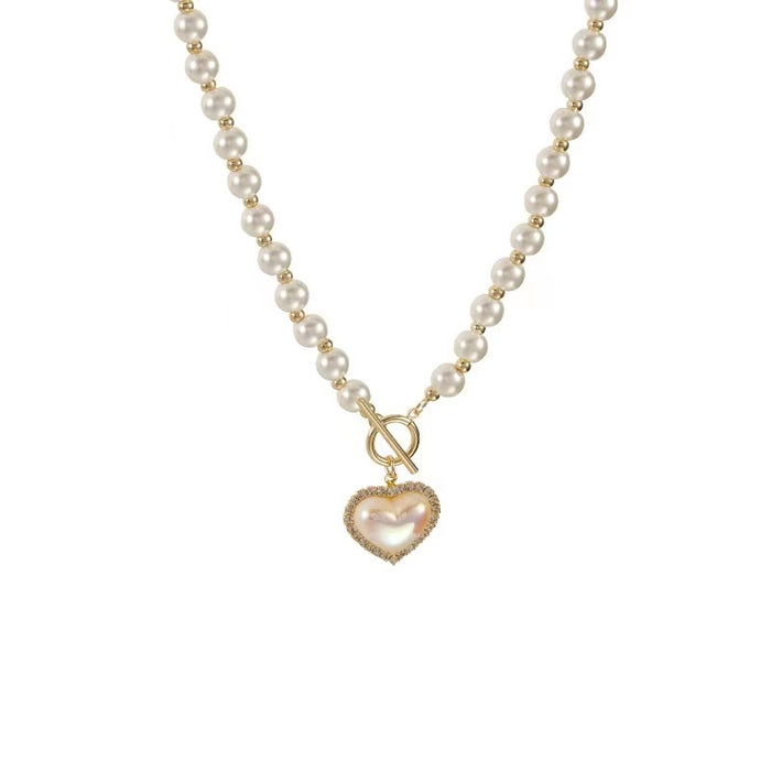 Wholesale Glass pearl necklace, women's light luxury, niche design, caring collarbone, high-end temperament, socialite