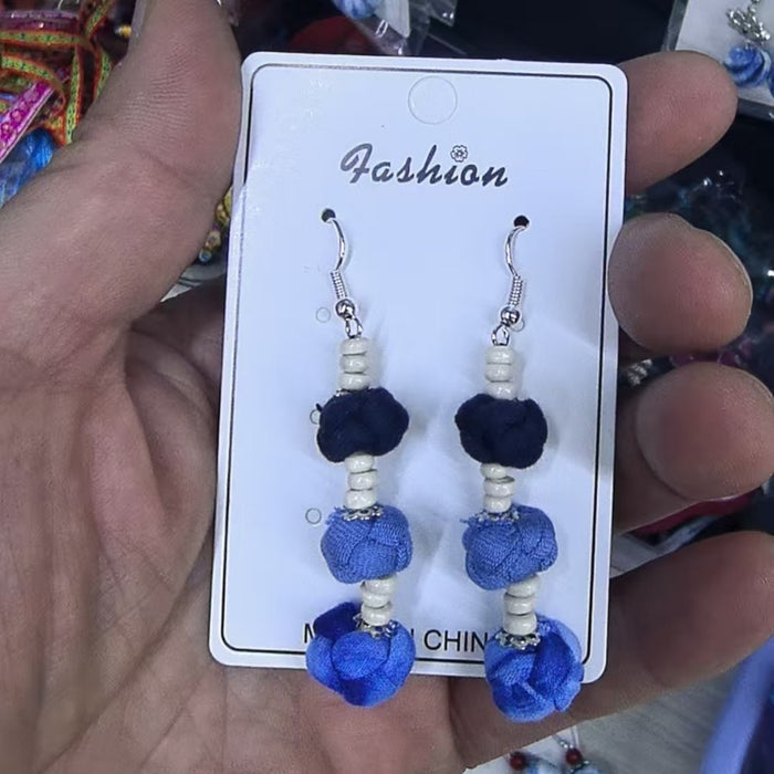 Wholesale Hand woven blue tie dye earrings