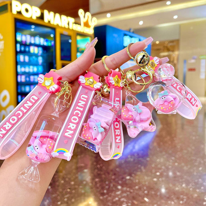 Wholesale Acrylic Pink Donut Quicksand Bottle Cartoon Keychain JDC-KC-JinM002