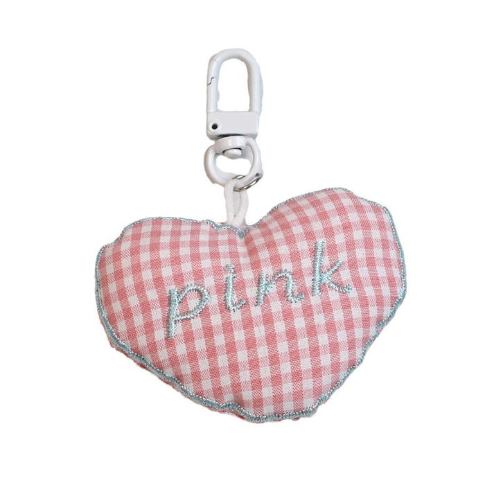 Wholesale Cotton filled three-dimensional grid heart-shaped keychain