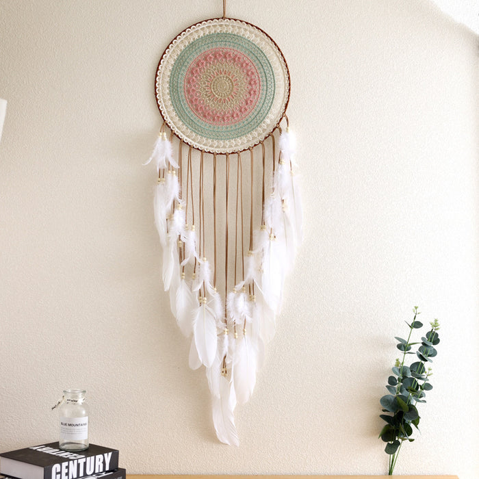 Wholesale Colorful Woven Round Feather Tassel Dream Catcher JDC-DC-ZH030