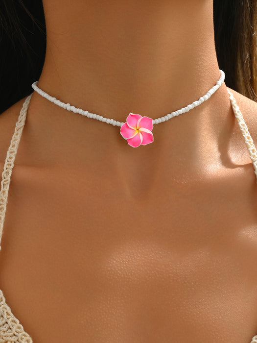 Wholesale Handmade Soft Clay Egg Flower Shell Jewelry Set Pink Beach Style Fashion Accessory