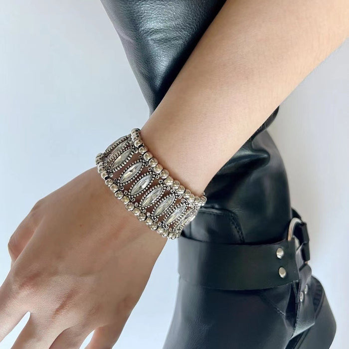 Wholesale Niche Elastic Ancient Silver Rhinestone Bracelet