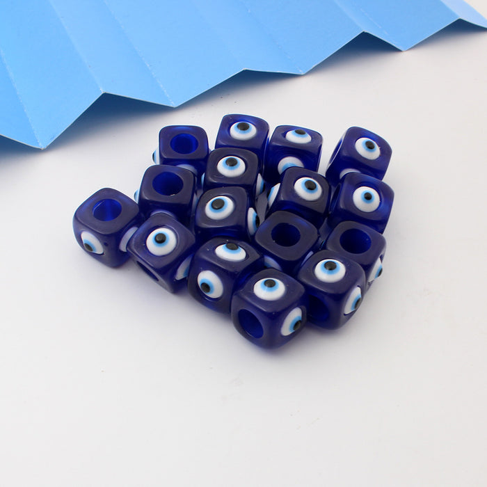 Wholesale Resin macroporous square bead jewelry accessories, loose beads, blue eye jewelry, devil's eye DIY