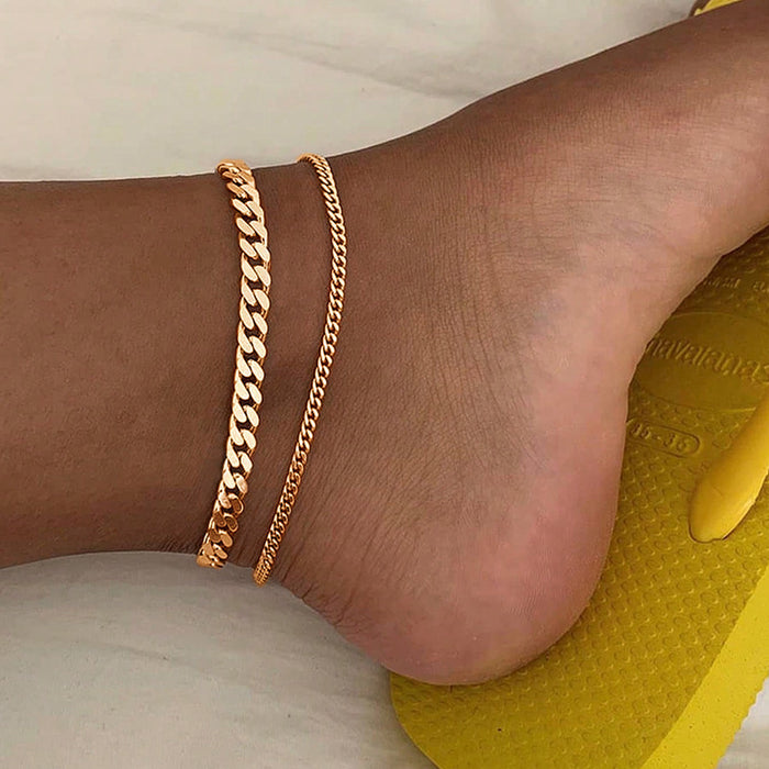 Wholesale Exaggerated jewelry, personalized alloy ankle chain, niche design, multi-layer ankle chain, minimalist